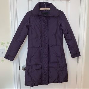 Tahari Quilted Purple Down Long Winter Jacket Coat